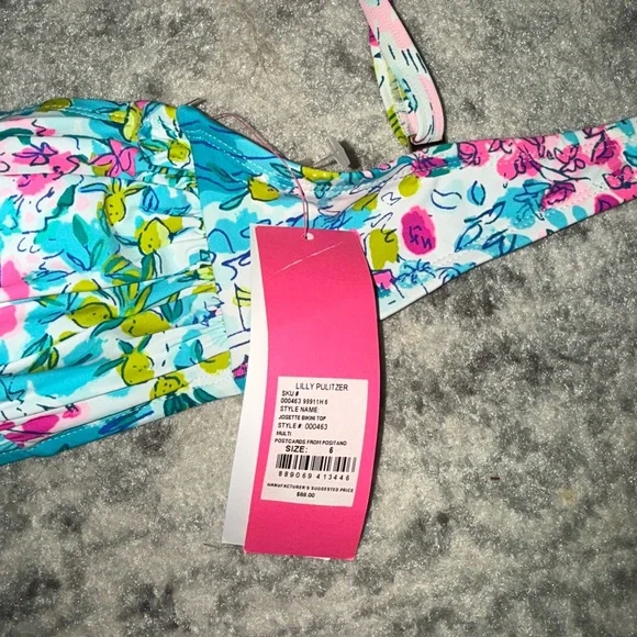 Lilly Pulitzer Blue and Pink Floral Bikini Top - Picture 3 of 3